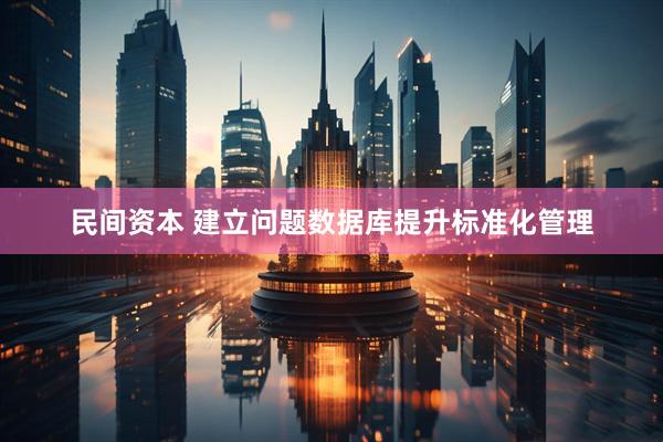 民间资本 建立问题数据库提升标准化管理